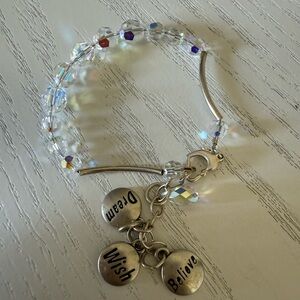Sterling Silver .925 Swarovski Crystal Bracelet “Wish Dream Believe”